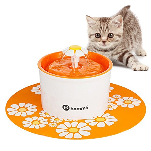 Hommii HP-88 Fuente de Agua para Perros y gatos 1.6L Eléctrico Automático 1.6 L Fuente de Flor Naranja Con Tapete Naranja